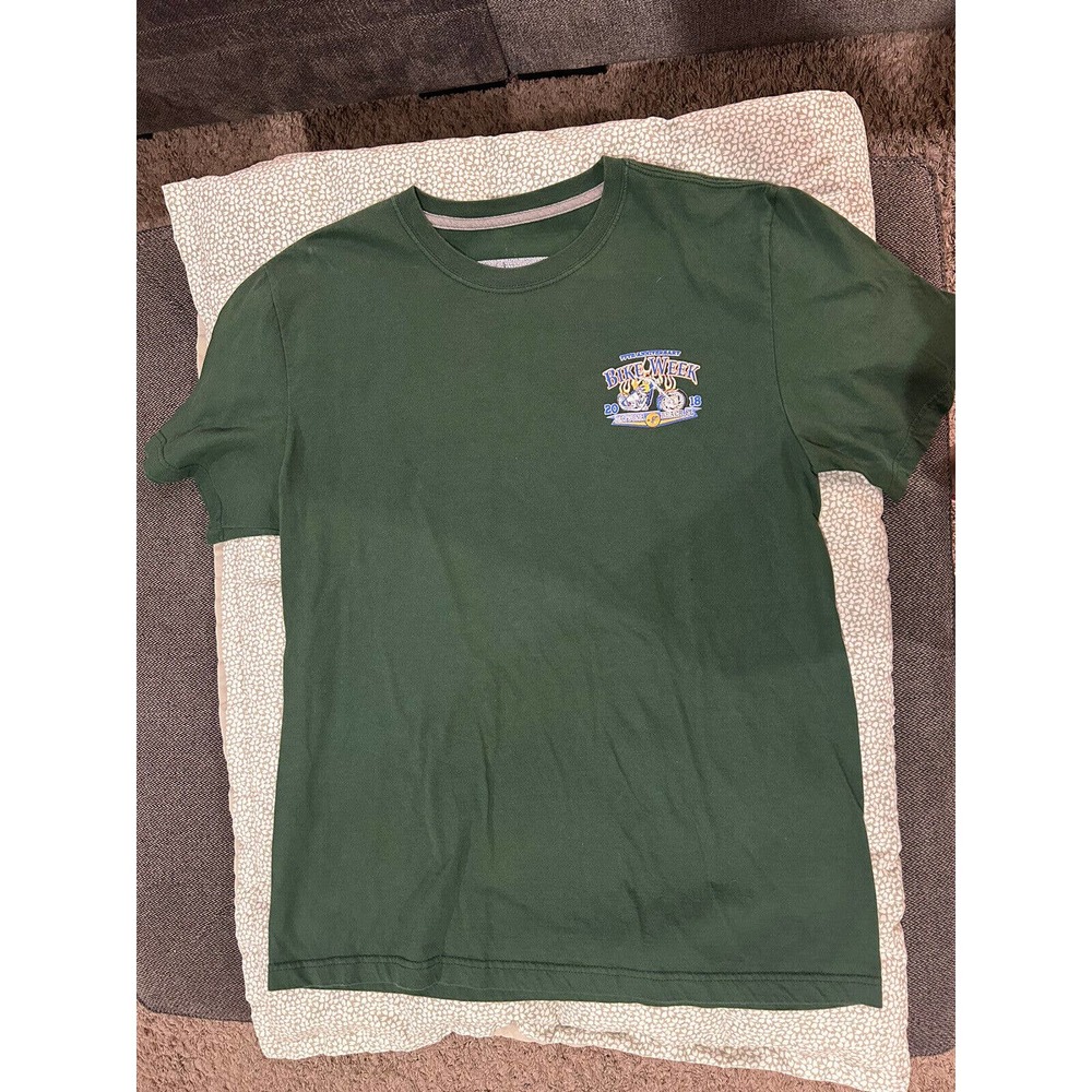 daytona beach bike week shirt 2018 biker motorcycle L green flames